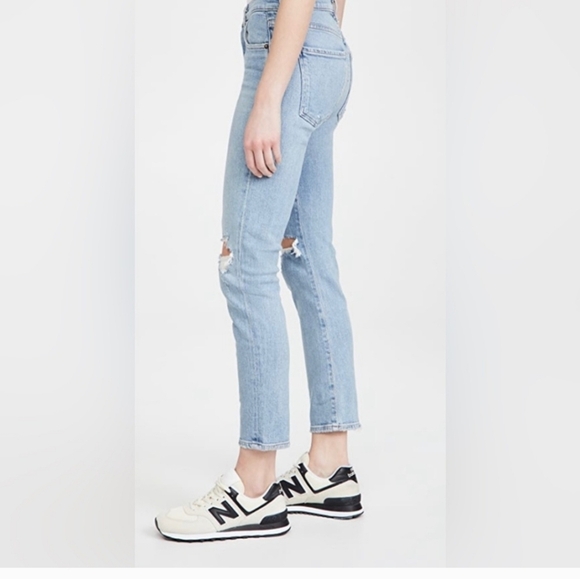 AGOLDE Mid Rise Skinny Straight Toni Jeans In Light Wash Distressed Knee.Size 26 - Picture 12 of 15